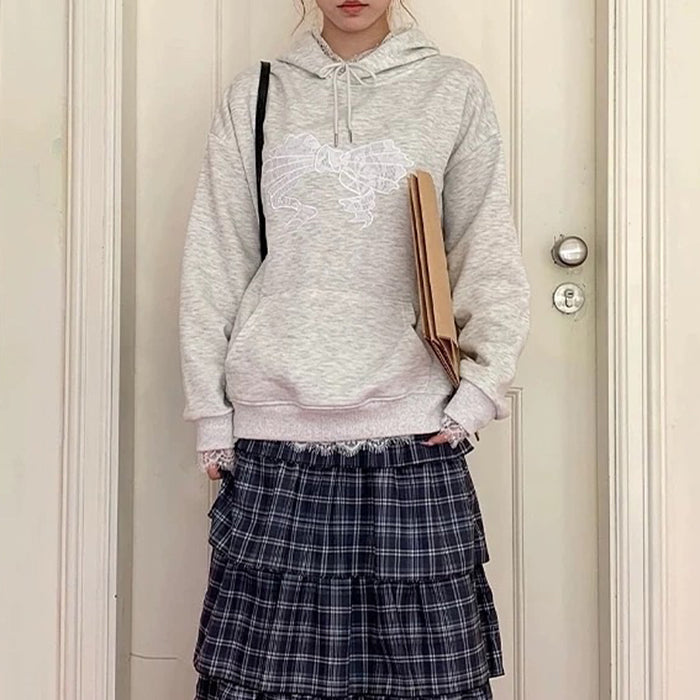 BEIGE LACE TRIM HOODIE: COQUETTE CHARM FOR CASUAL OUTINGS