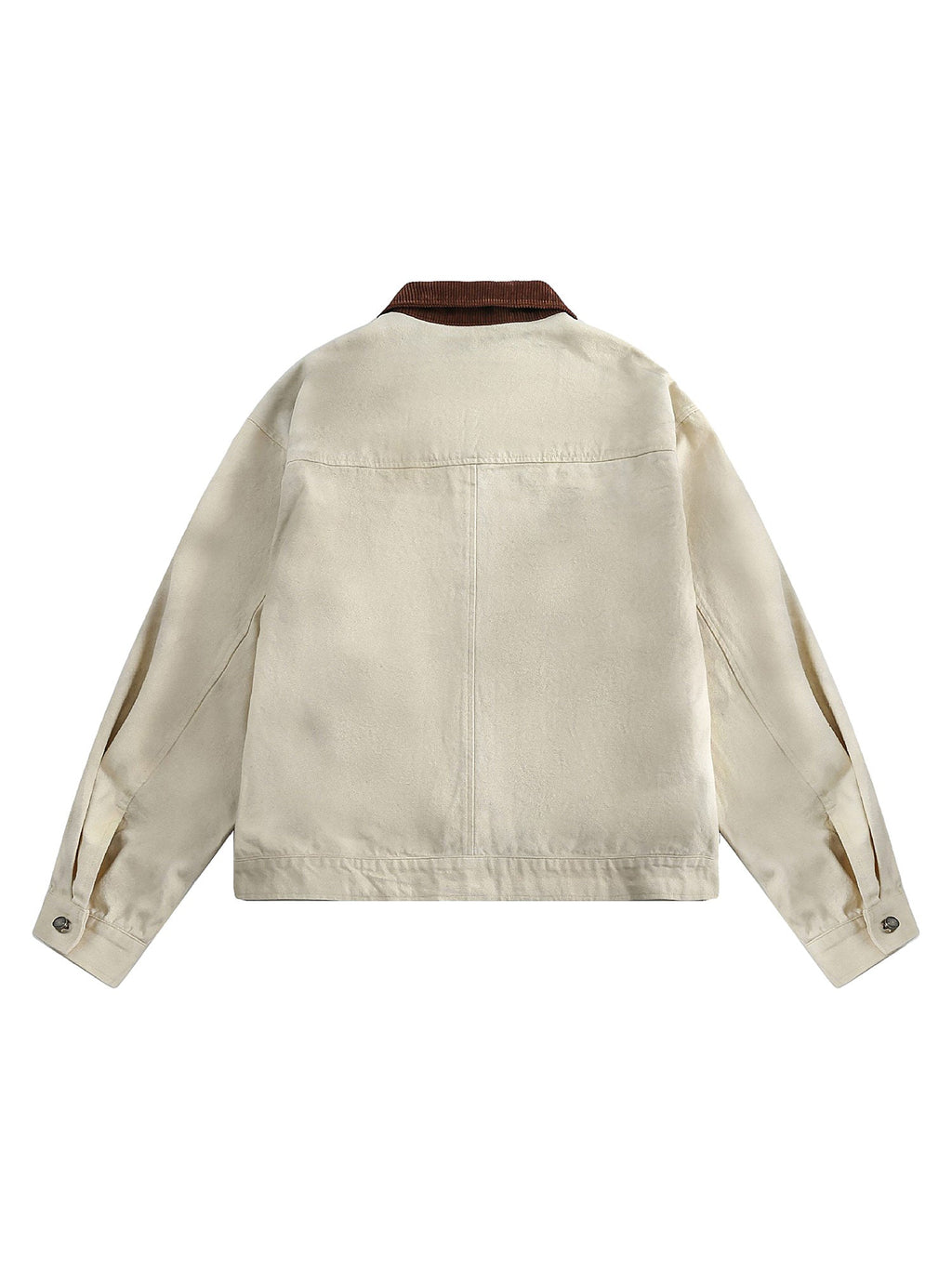 BEIGE LONG SLEEVE JACKET WITH DOG GRAPHIC AND LAPEL COLLAR