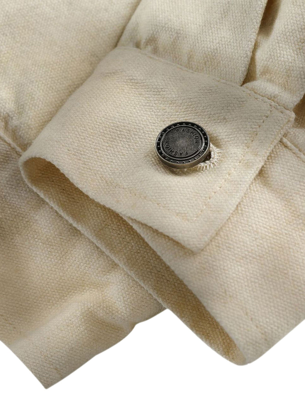 BEIGE LONG SLEEVE JACKET WITH DOG GRAPHIC AND LAPEL COLLAR