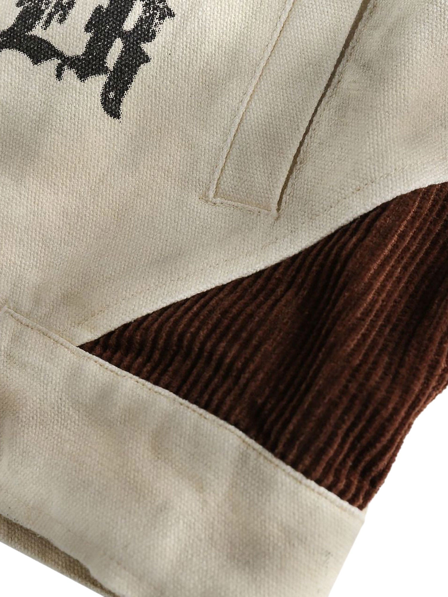 BEIGE LONG SLEEVE JACKET WITH DOG GRAPHIC AND LAPEL COLLAR