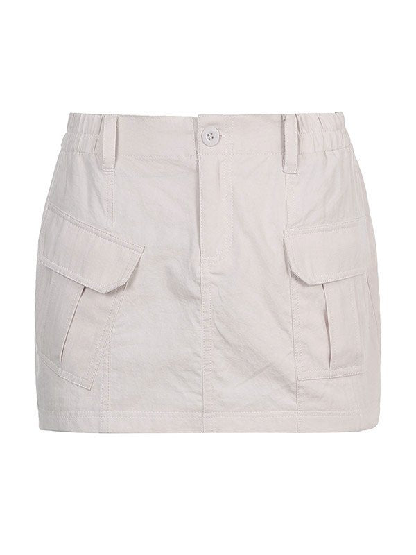 BEIGE MINI CARGO SKIRT - TRENDY CARGO SKIRT FOR EVERYDAY WEAR