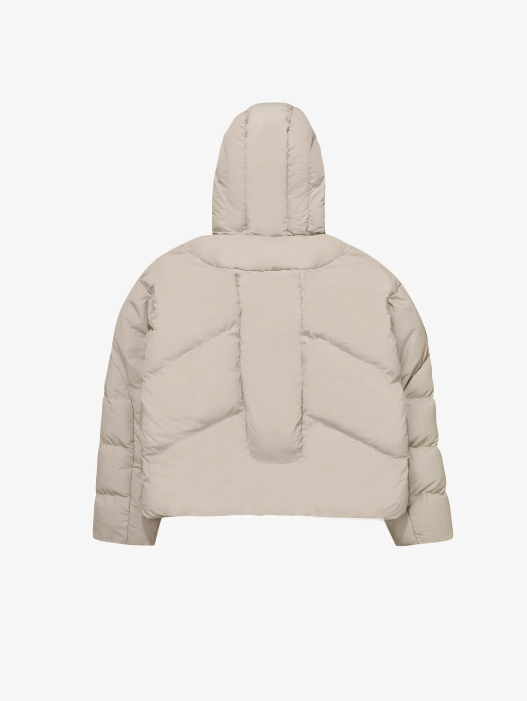 BEIGE OVERSIZED DROPPED SHOULDER HOODED PUFFER JACKET