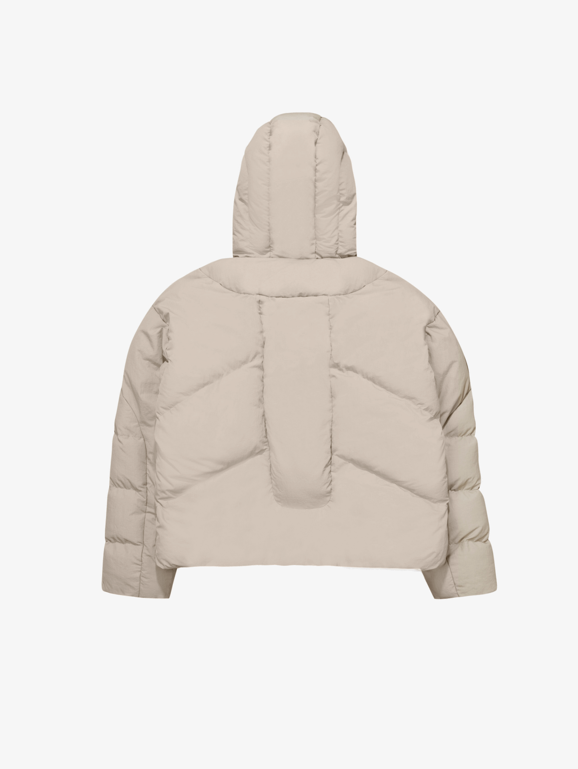 BEIGE OVERSIZED DROPPED SHOULDER HOODED PUFFER JACKET