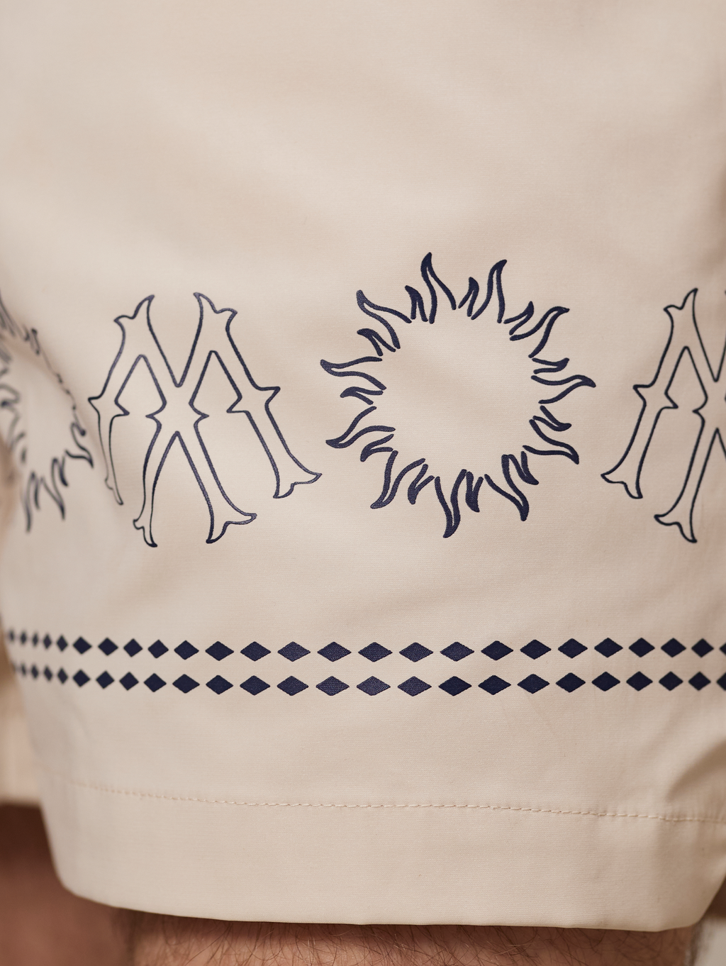 BEIGE PATTERNED SWIM TRUNKS WATERPROOF STREETWEAR SHORTS