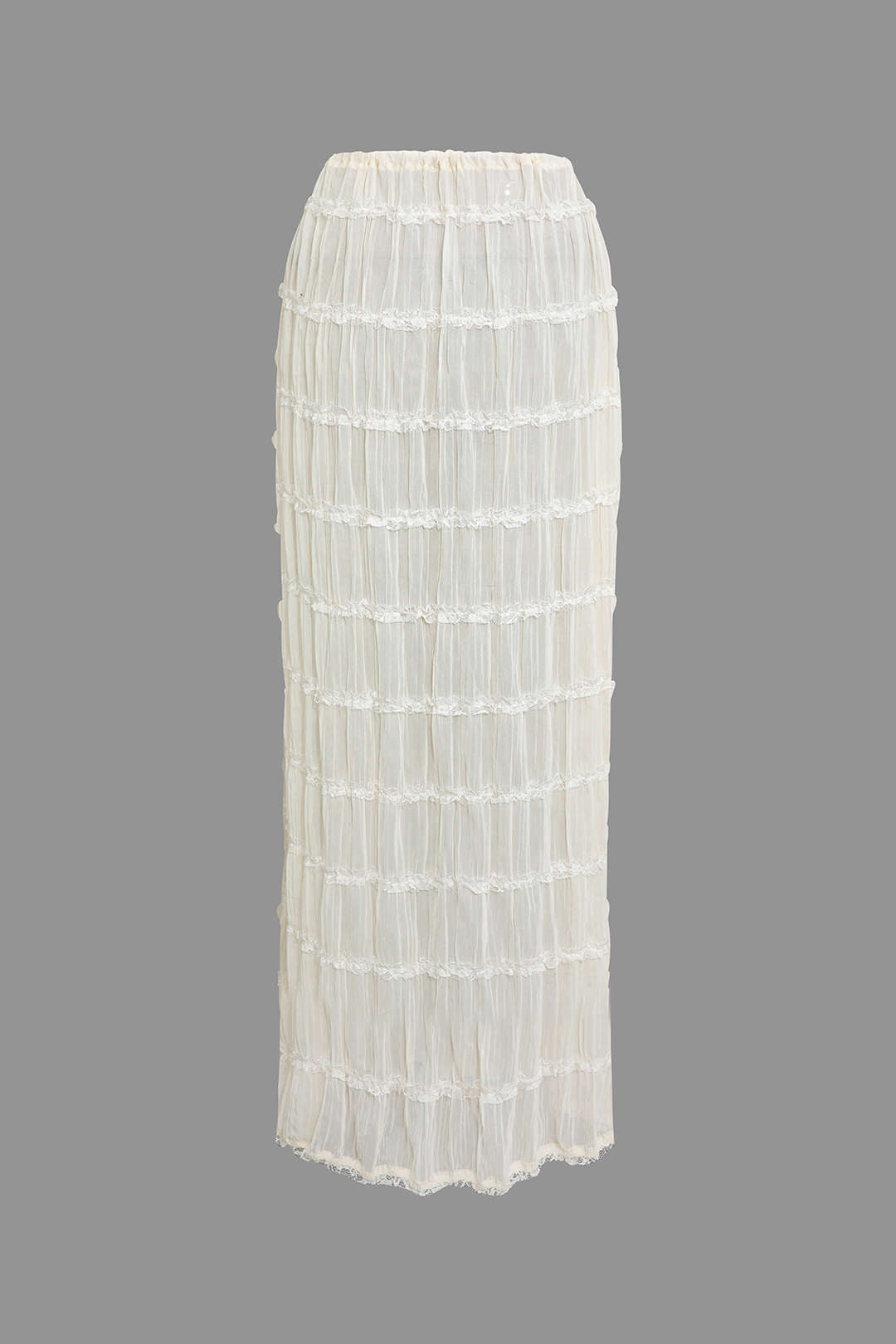 BEIGE RUFFLED HALTER TOP AND MAXI SKIRT SET FOR SPECIAL OCCASION