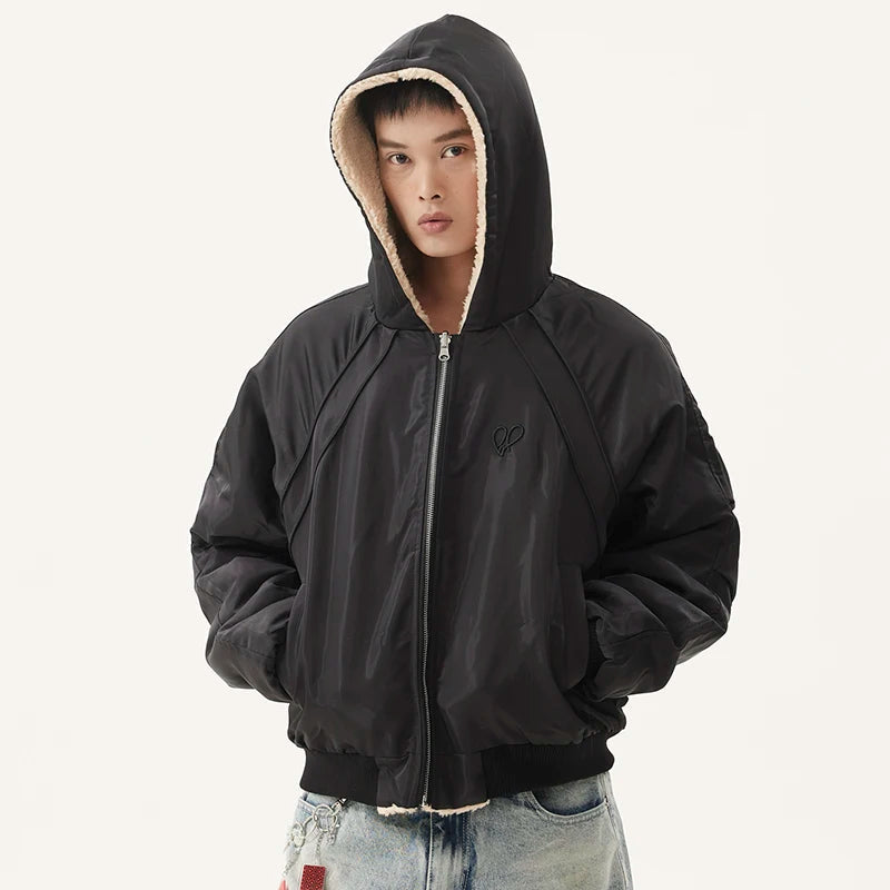 BEIGE HOODED JACKET TWO FACE - JACKET TWO STYLE