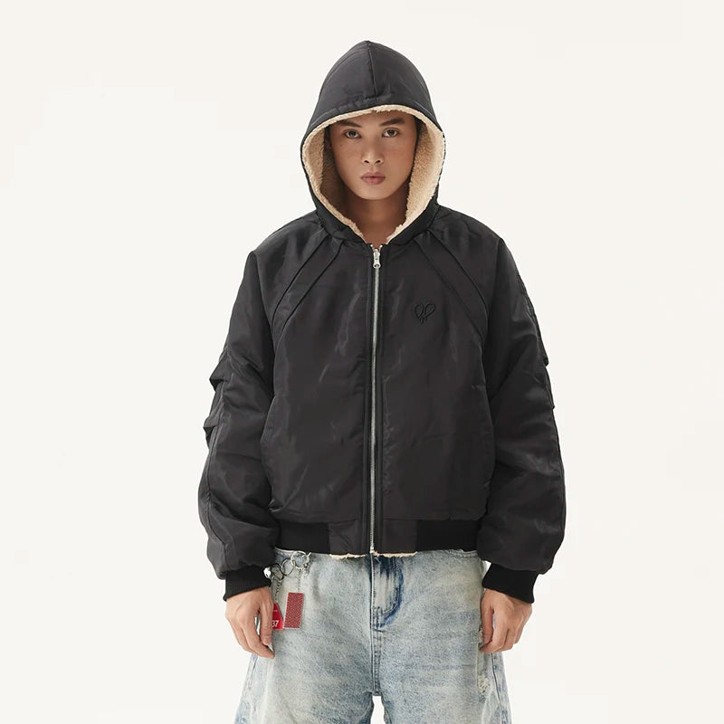 BEIGE HOODED JACKET TWO FACE - JACKET TWO STYLE