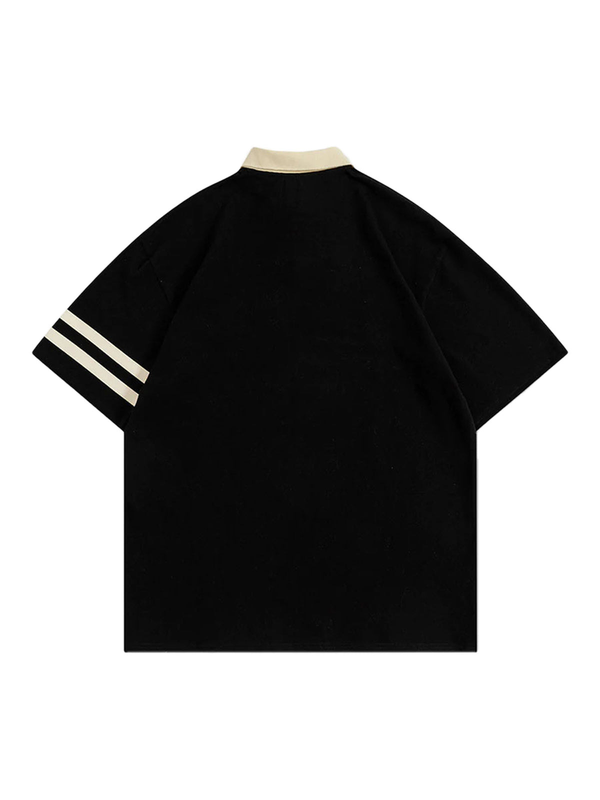 BEIGE SHORT SLEEVE POLO SHIRT WITH GREEN ACCENTS - TRENDY CASUAL