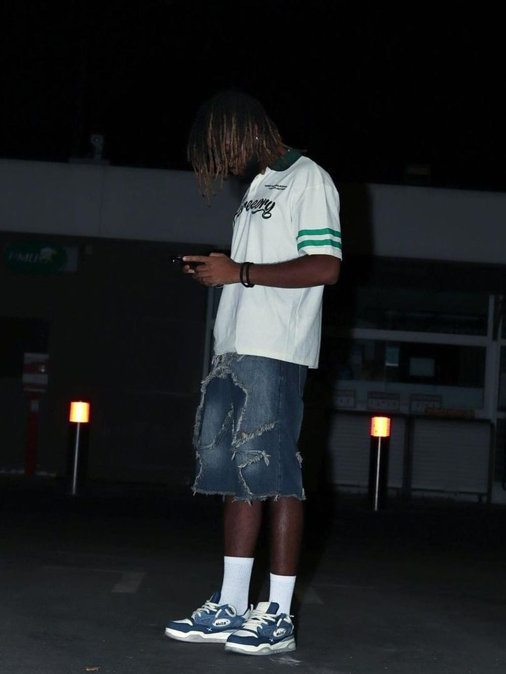 BEIGE SHORT SLEEVE POLO SHIRT WITH GREEN ACCENTS - TRENDY CASUAL