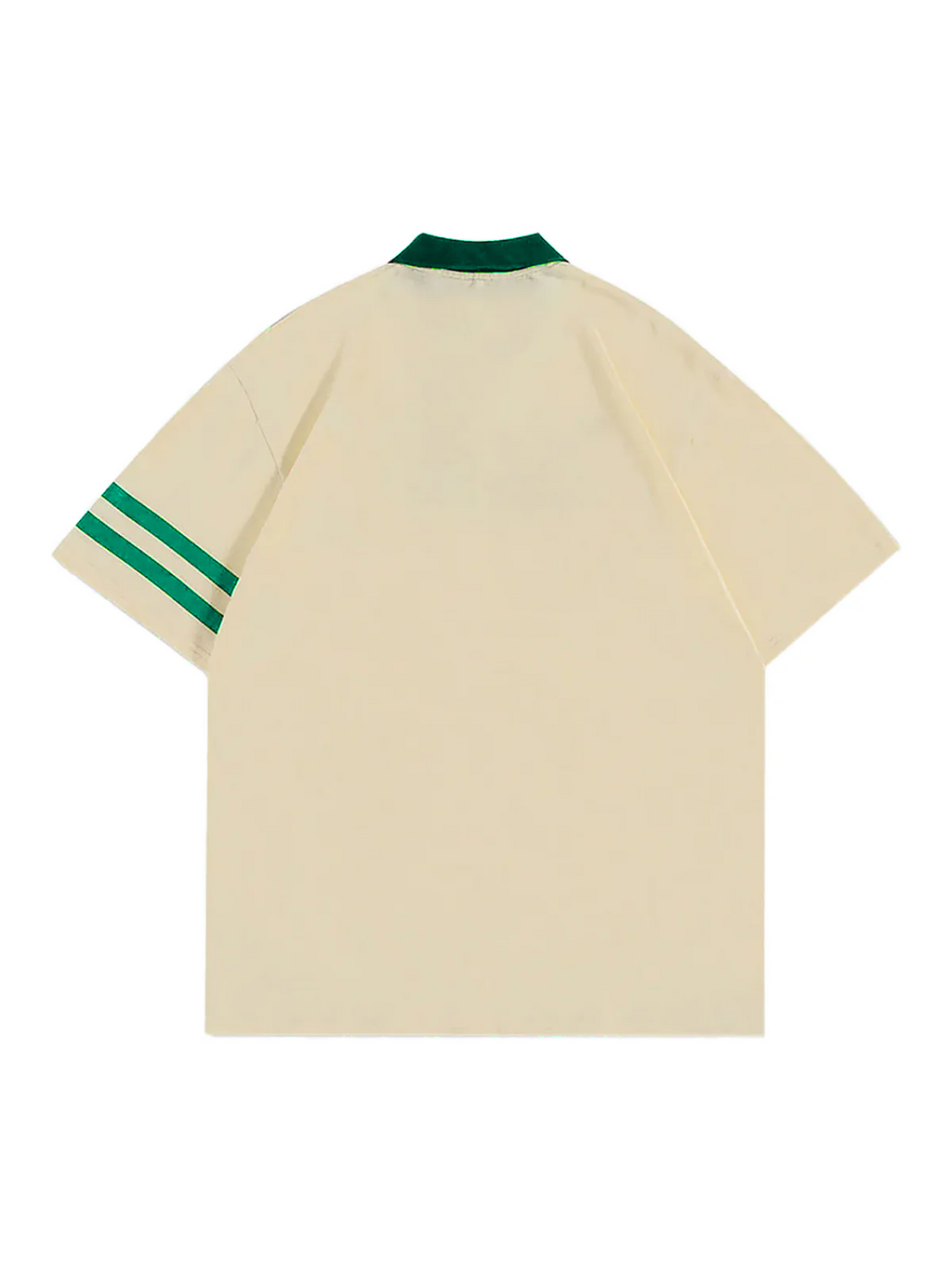 BEIGE SHORT SLEEVE POLO SHIRT WITH GREEN ACCENTS - TRENDY CASUAL