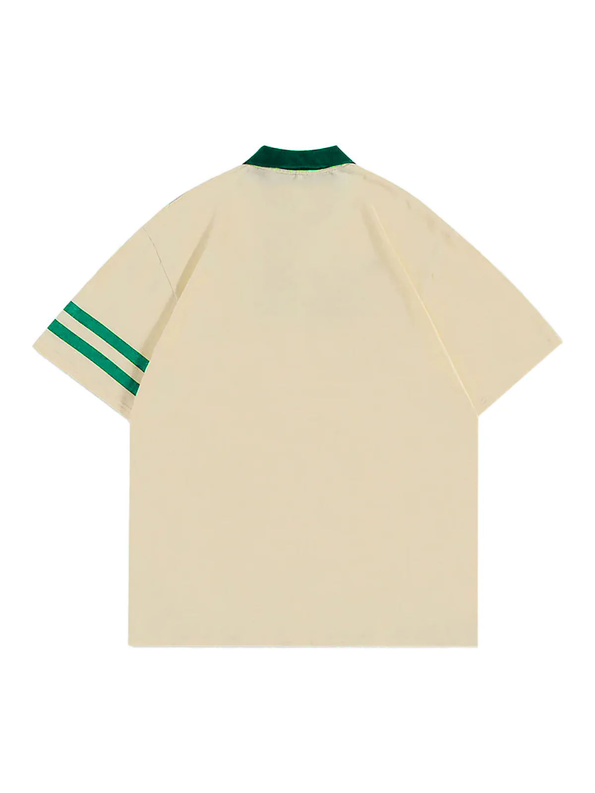 BEIGE SHORT SLEEVE POLO SHIRT WITH GREEN ACCENTS - TRENDY CASUAL