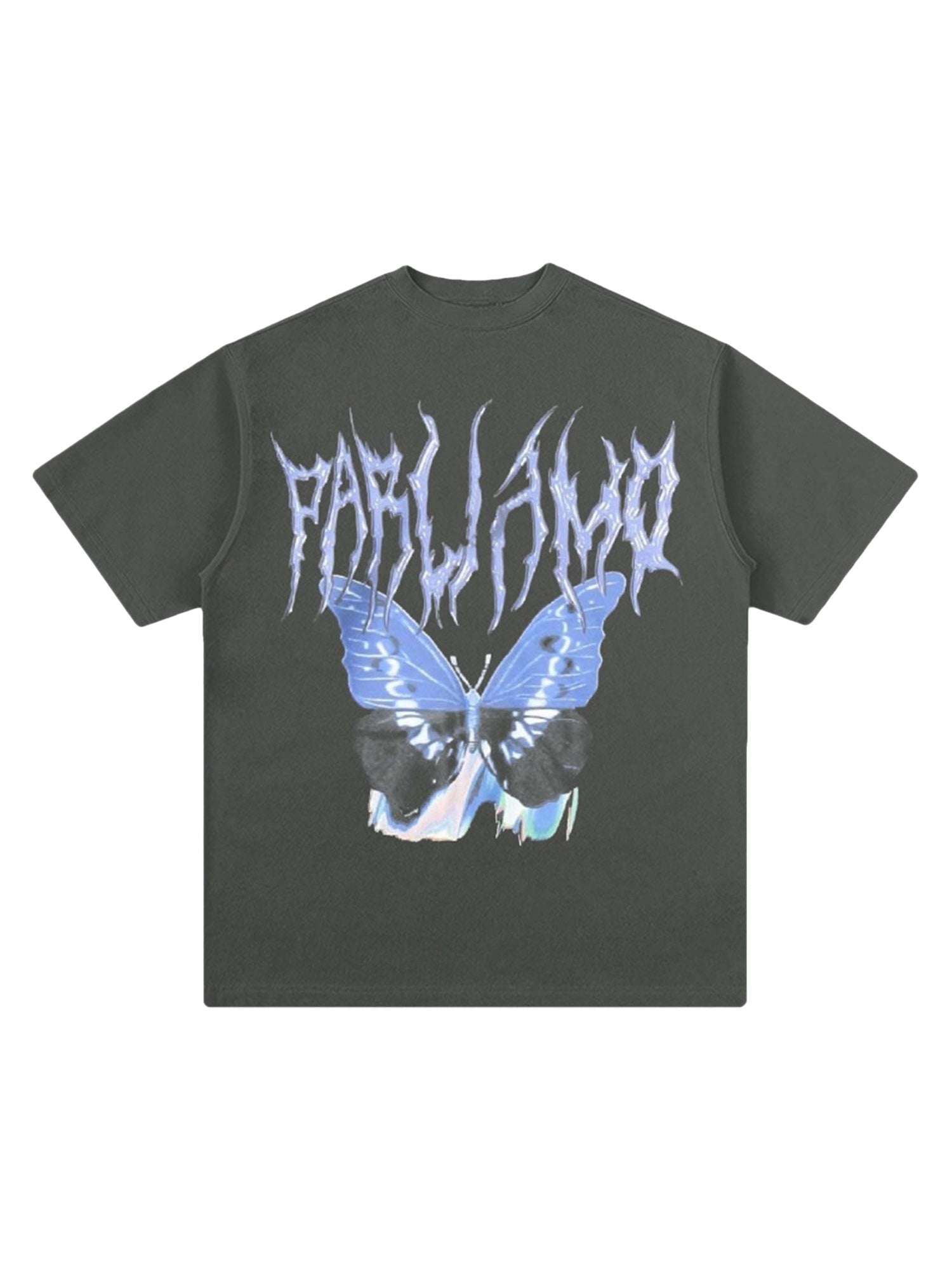 BEIGE SHORT SLEEVE T-SHIRT WITH BUTTERFLY GRAPHIC - TRENDY CASUAL STYLE