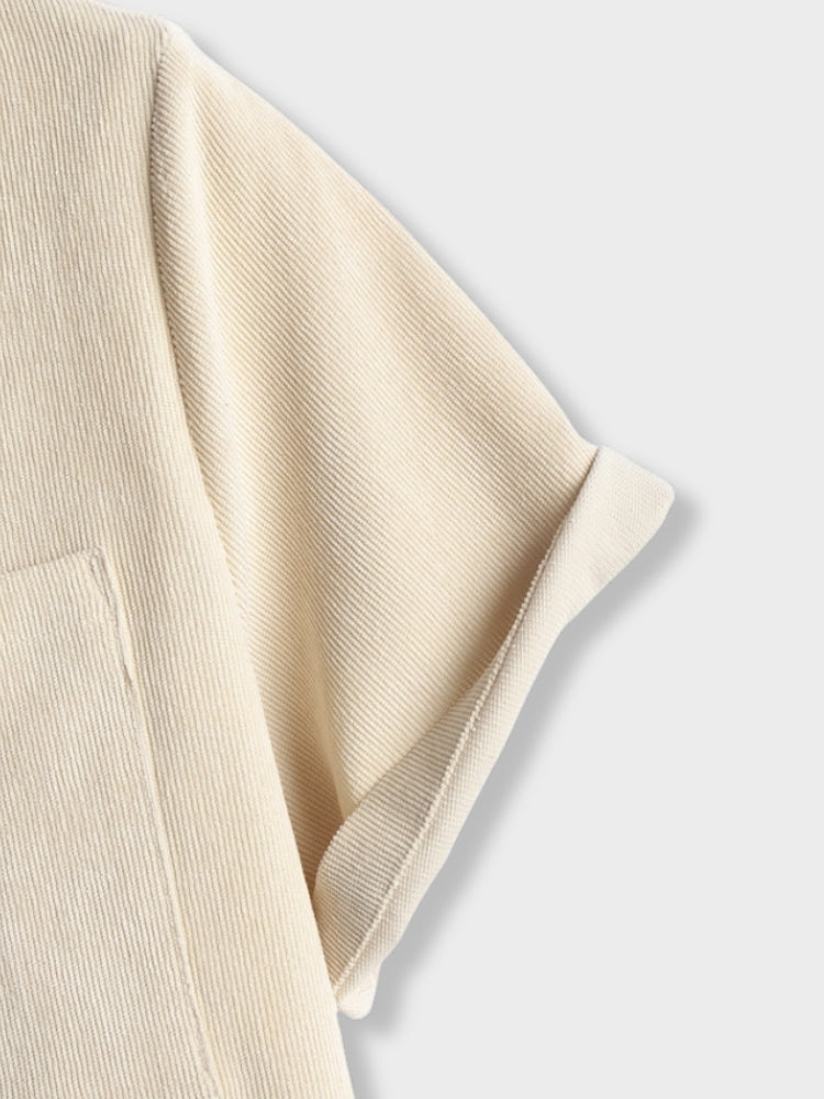 BEIGE SHORT-SLEEVED SHIRT AND SHORTS SET - TWO-PIECE PANTS SET