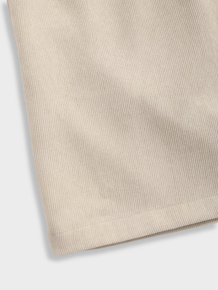 BEIGE SHORT-SLEEVED SHIRT DURABLE WARDROBE ESSENTIAL CORDUROY HEMD