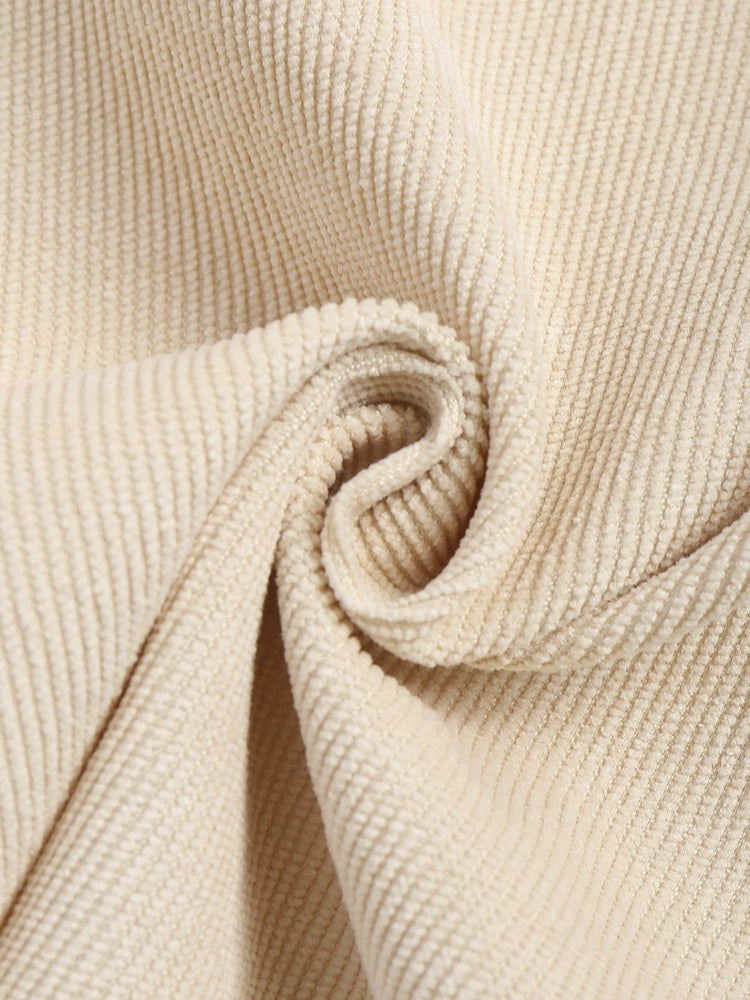 BEIGE SHORT-SLEEVED SHIRT DURABLE WARDROBE ESSENTIAL CORDUROY HEMD