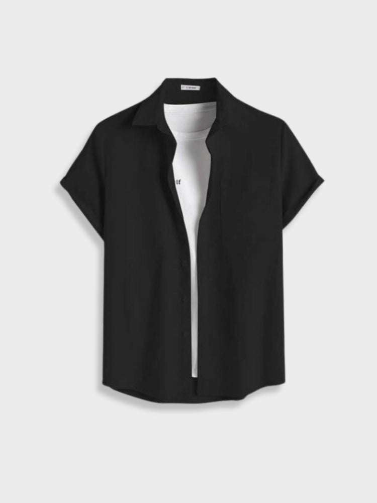 BEIGE SHORT-SLEEVED SHIRT DURABLE WARDROBE ESSENTIAL CORDUROY HEMD