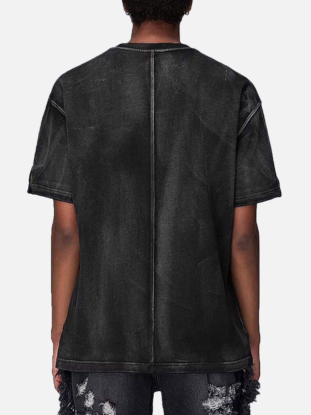 BEIGE SHORT-SLEEVED T-SHIRT WITH HEAVYWEIGHT SPLIT-EMBROIDERY