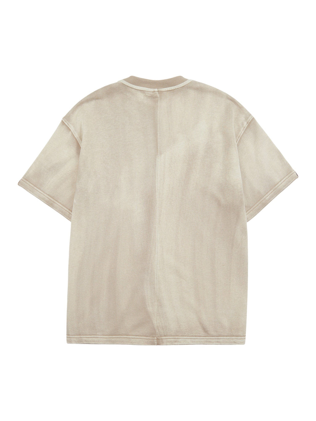 BEIGE SHORT-SLEEVED T-SHIRT WITH HEAVYWEIGHT SPLIT-EMBROIDERY
