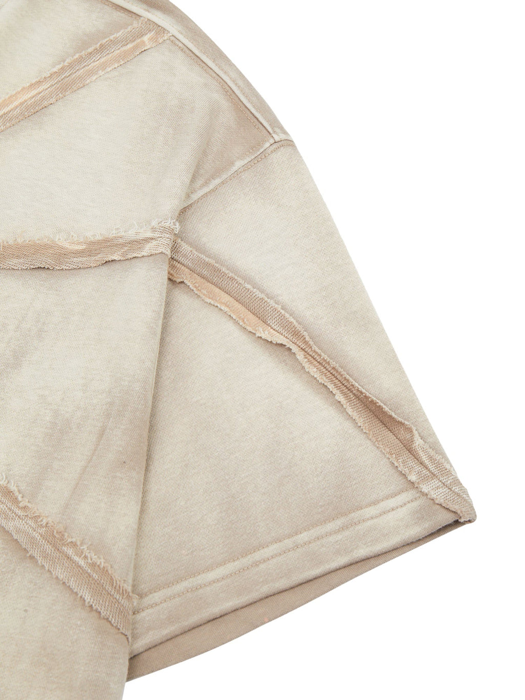 BEIGE SHORT-SLEEVED T-SHIRT WITH HEAVYWEIGHT SPLIT-EMBROIDERY