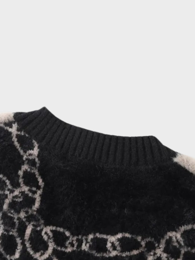 BEIGE SWEATER VEST WITH CHAIN PATTERN - COMFORTABLE ACRYLIC BLEND