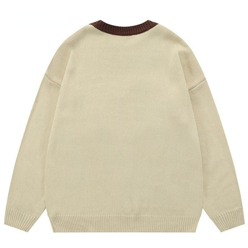 BEIGE SWEATER WITH SKELETON CHEERLEADER DESIGN FOR CAT LOVERS