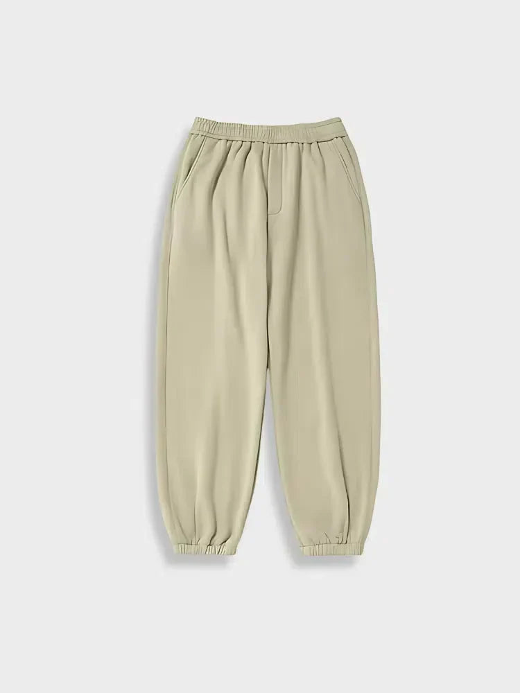 BEIGE SWEATPANTS WITH ELASTIC WAIST FOR UNE TAILLE CONFORTABLE
