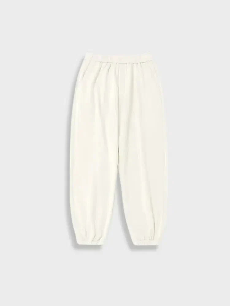 BEIGE SWEATPANTS WITH ELASTIC WAIST FOR UNE TAILLE CONFORTABLE