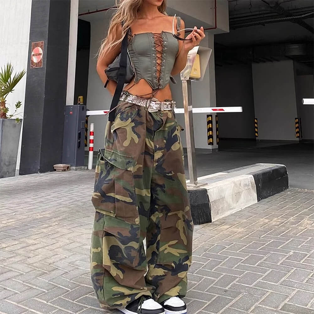 BEIGE VICTORIAN CORSET TOP PINK SATIN RIBBON LACING