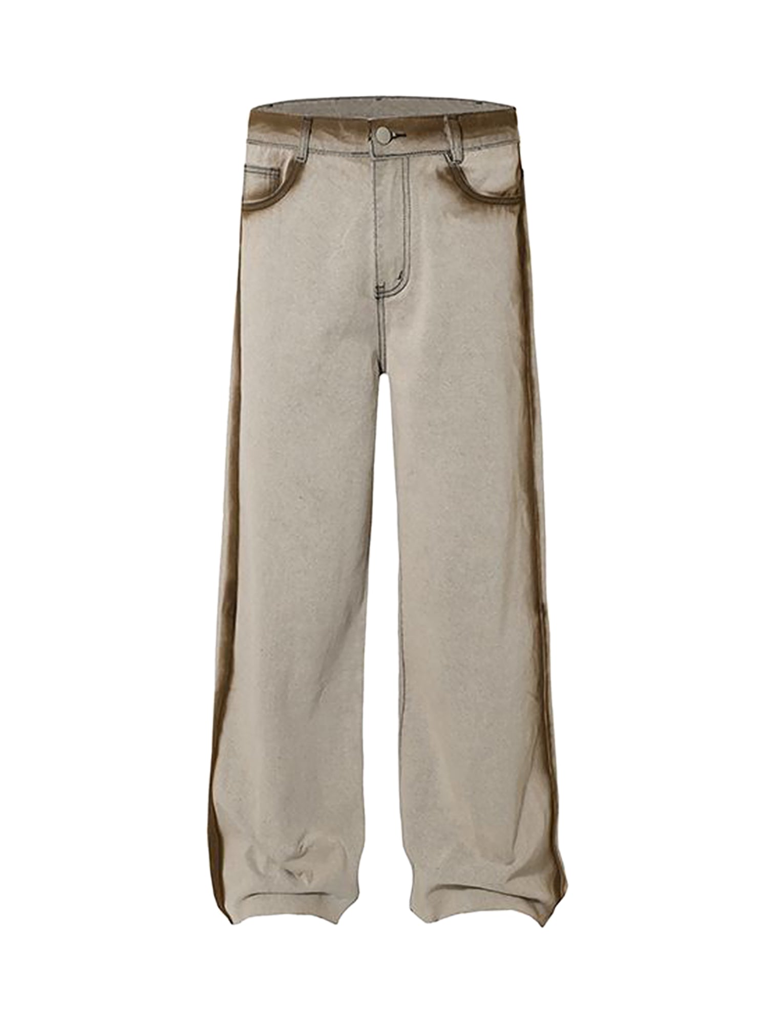 BEIGE WIDE-LEG JEANS WITH MID WAIST AND STRAIGHT LEG DESIGN