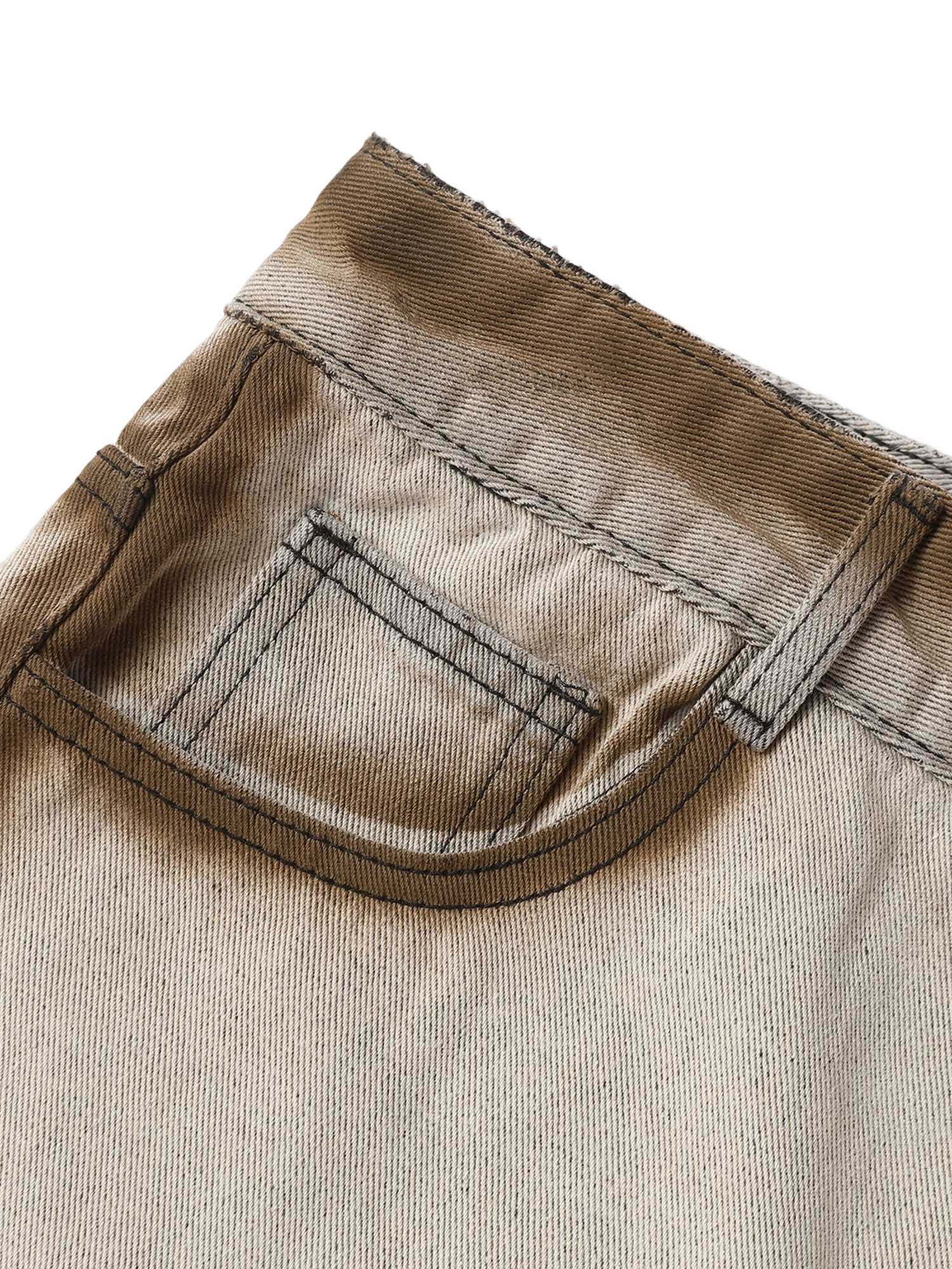 BEIGE WIDE-LEG JEANS WITH MID WAIST AND STRAIGHT LEG DESIGN