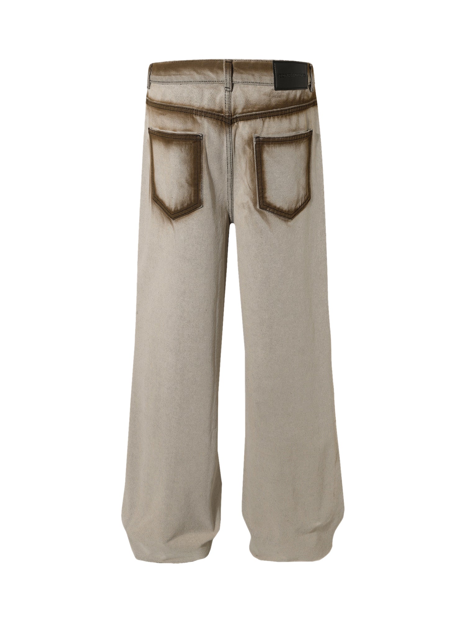 BEIGE WIDE-LEG JEANS WITH MID WAIST AND STRAIGHT LEG DESIGN