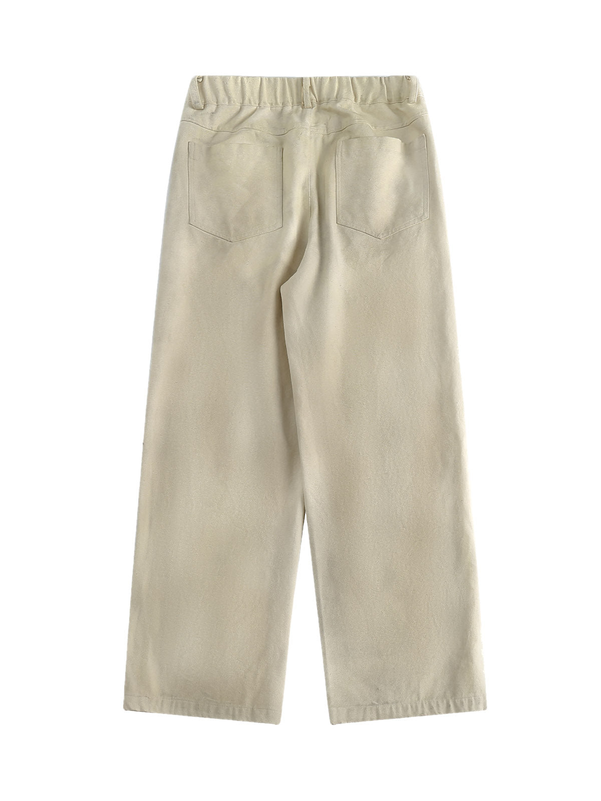 BEIGE WIDE-LEG PANTS WITH DOG PRINT - LONG PRINTED STRAIGHT LEG
