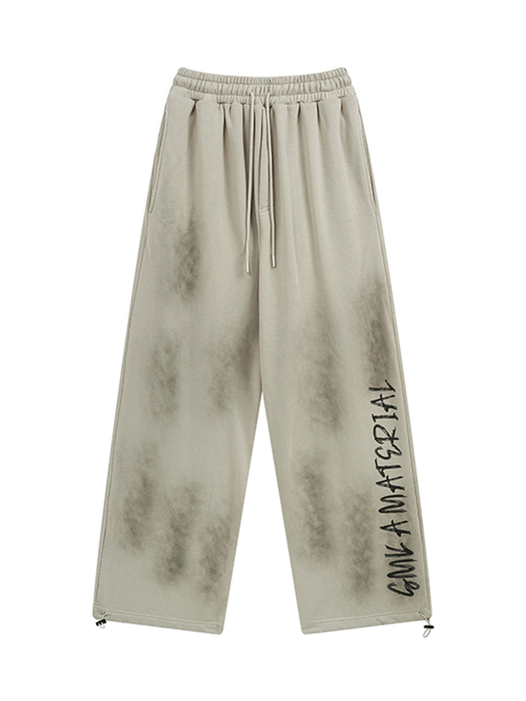 BEIGE WIDE LEG SWEATPANTS WITH DRAWSTRING - LONG PANTS