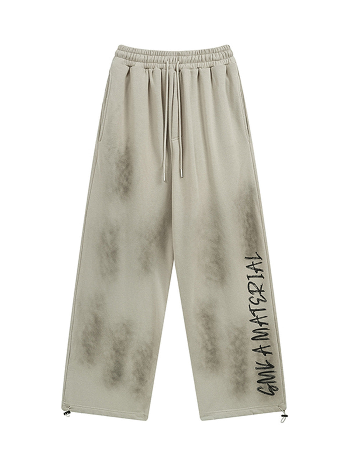 BEIGE WIDE LEG SWEATPANTS WITH DRAWSTRING - LONG PANTS
