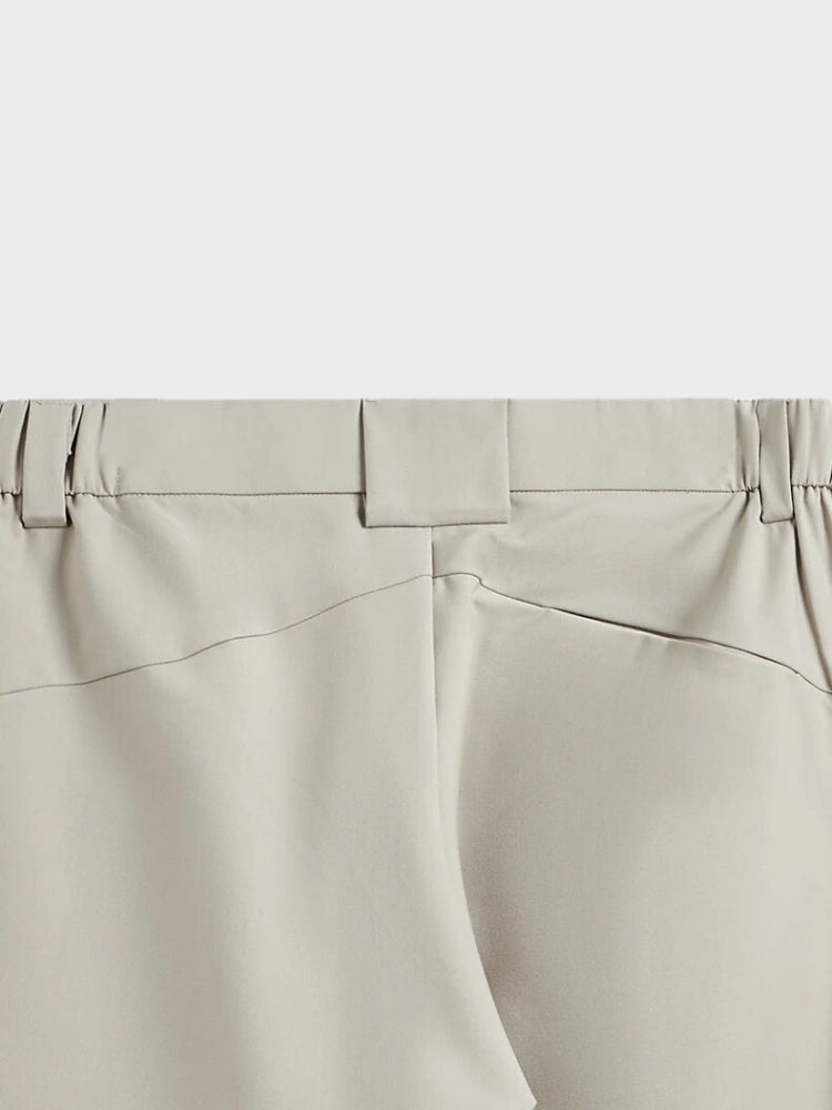 BEIGE WIDE-LEG TROUSERS STRETCH FIT PANTS