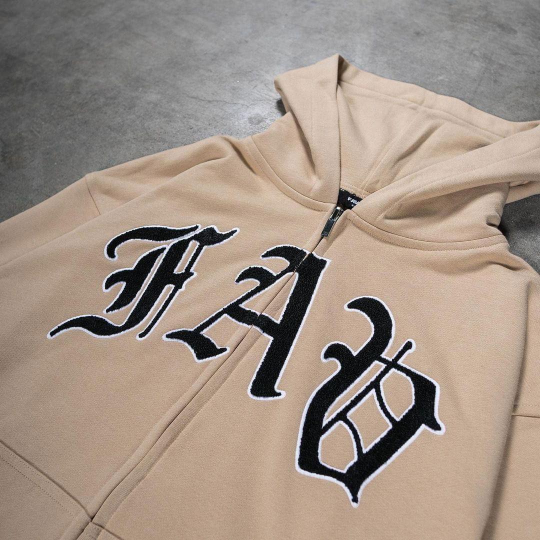 BEIGE ZIP-UP HOODIE FAB SWEAT ZIP FOR CASUAL WEAR