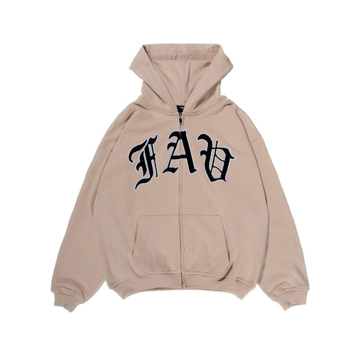 BEIGE ZIP-UP HOODIE FAB SWEAT ZIP FOR CASUAL WEAR