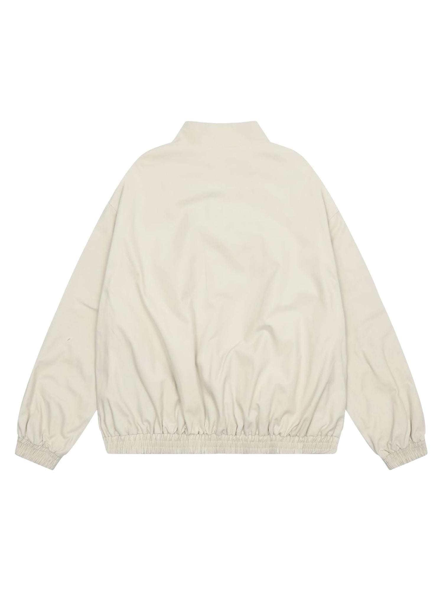 BEIGE ZIP-UP JACKET WITH RETRO STAND COLLAR CASUAL DESIGN