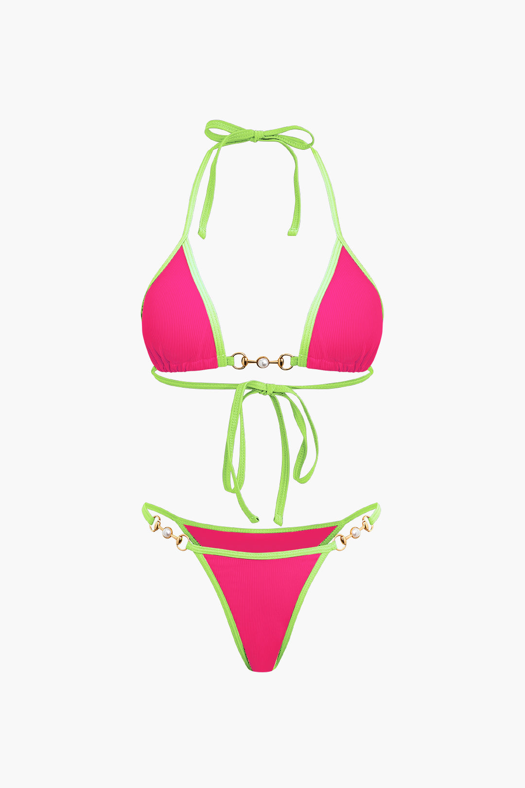 BIKINI SET BELLA PEARL-DETAIL BIKINI SET WITH GOLD ACCENTS