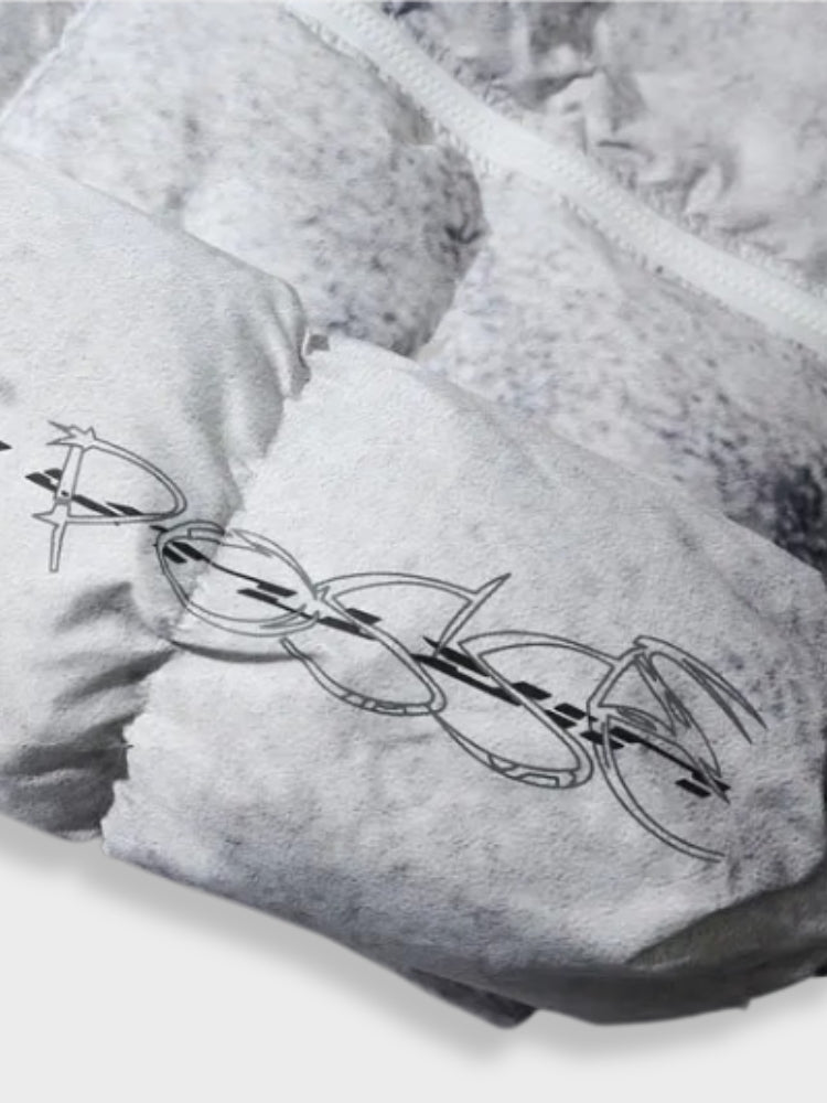 BLACK AND GRAY PUFFER JACKET TIE DYE WINTER