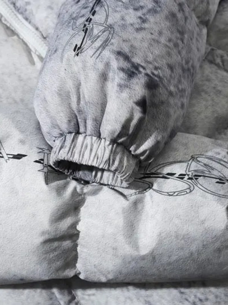 BLACK AND GRAY PUFFER JACKET TIE DYE WINTER