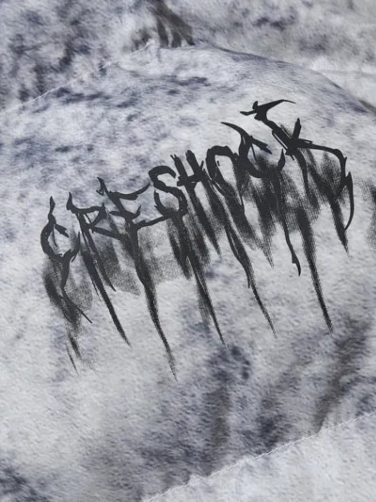 BLACK AND GRAY PUFFER JACKET TIE DYE WINTER