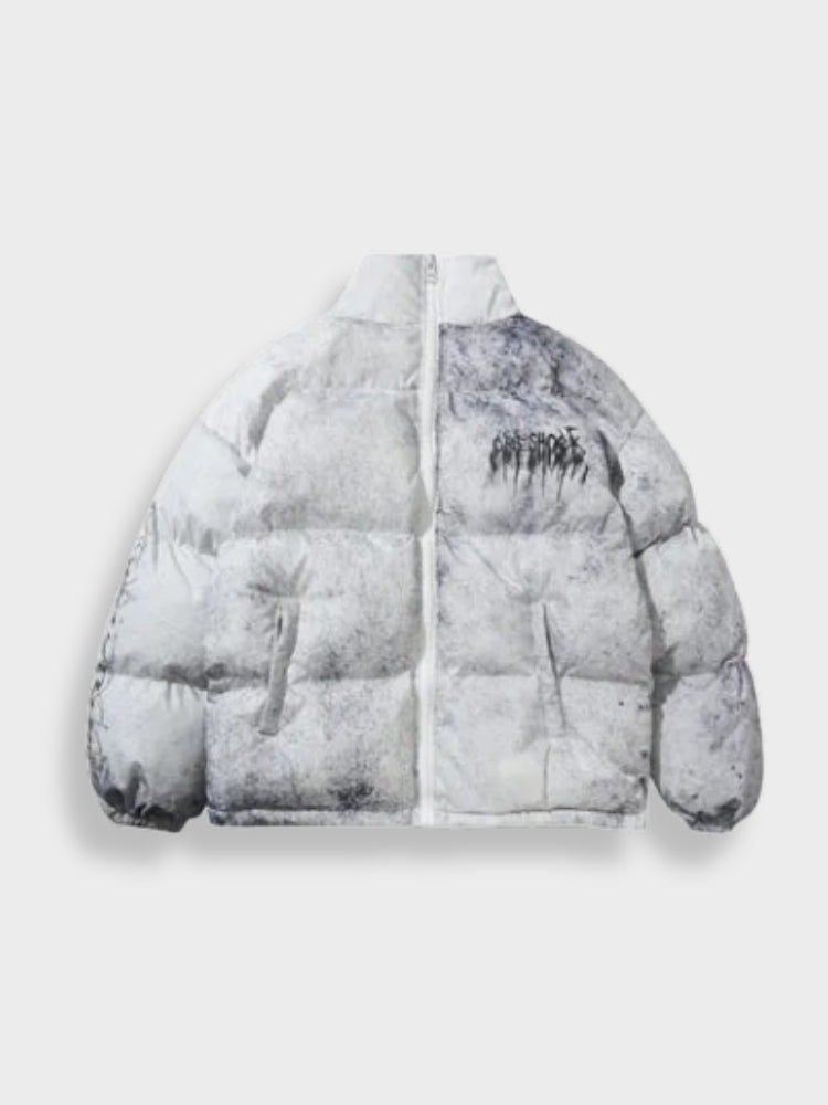 BLACK AND GRAY PUFFER JACKET TIE DYE WINTER