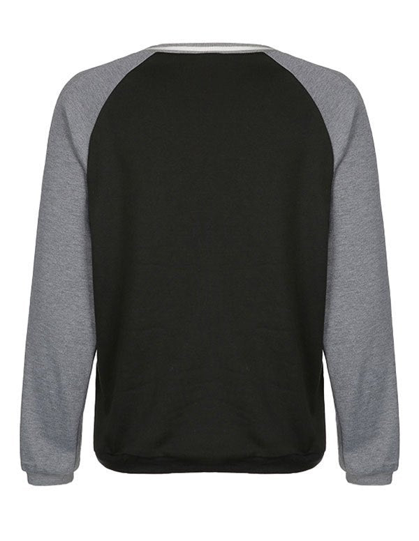 BLACK AND GRAY STRIPED SWEATSHIRT CASUAL LOOSE FIT LONG