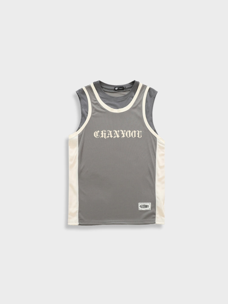 BLACK AND WHITE BASKETBALL JERSEY WITH STRIPED VINTAGE STYLE