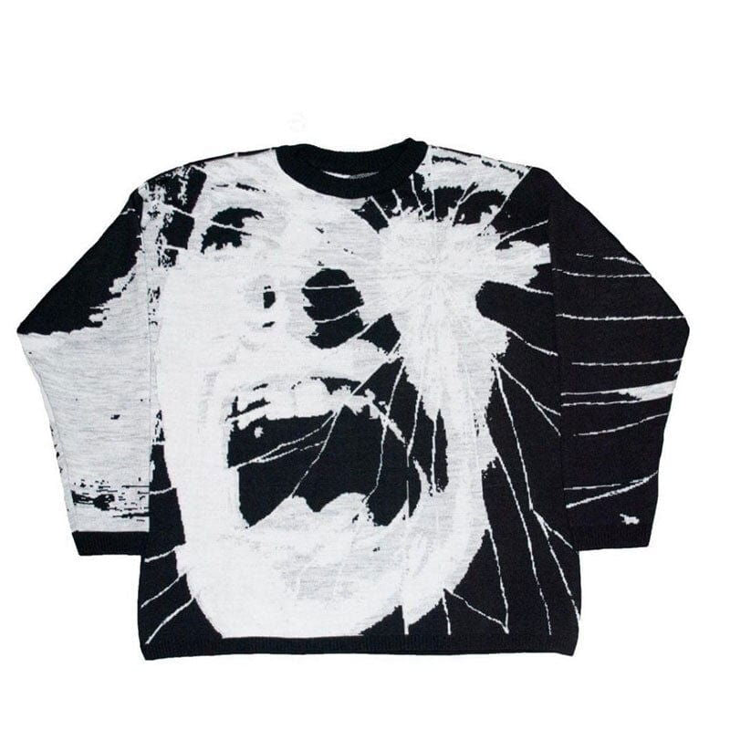 BLACK AND WHITE FACE DESIGN SWEATER FOR KNITTING PROJECTS