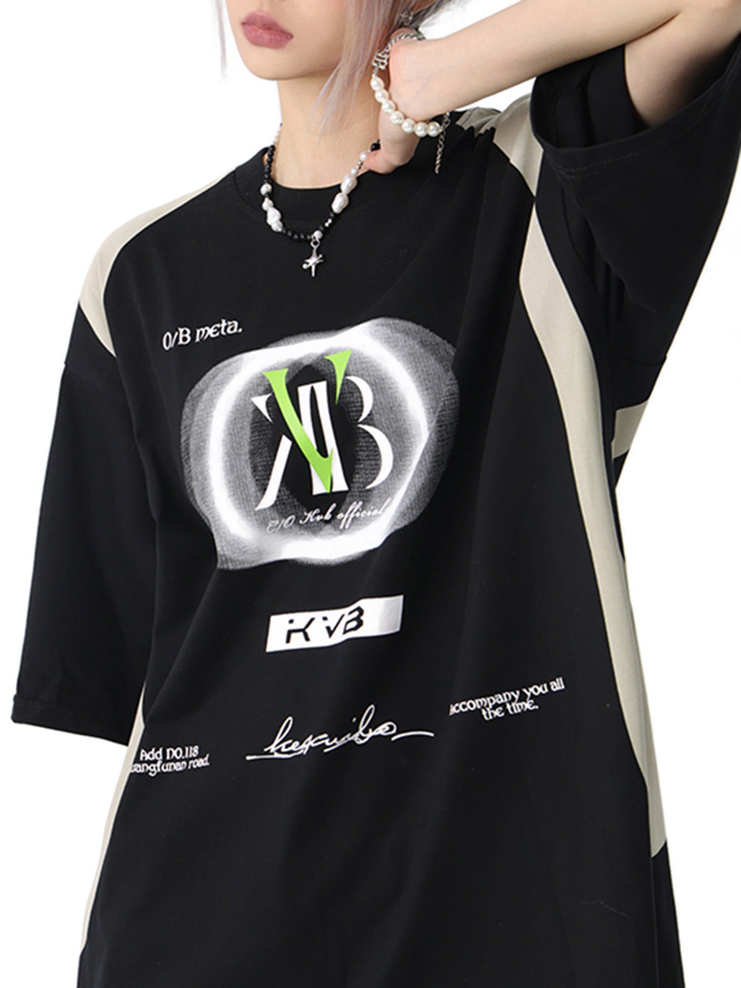 BLACK AND WHITE GRAPHIC T-SHIRT TRENDY CASUAL SHORT SLEEVE