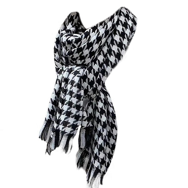 BLACK AND WHITE HOUNDSTOOTH SCARF FOR WOMEN AND MEN