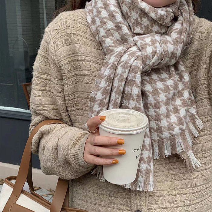 BLACK AND WHITE HOUNDSTOOTH SCARF FOR WOMEN AND MEN