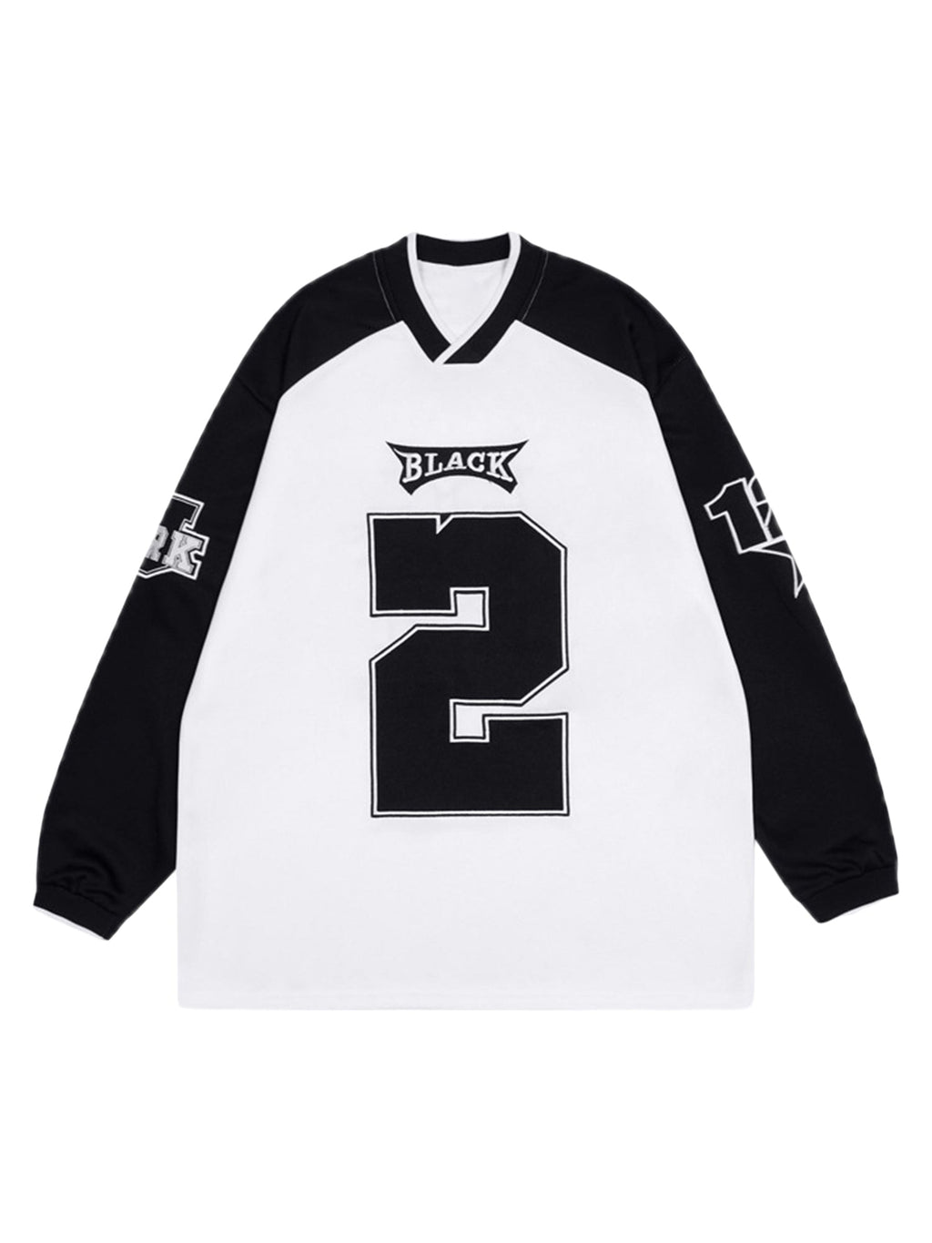 BLACK AND WHITE LONG SLEEVE JERSEY - TRENDY LONG SLEEVE FASHION